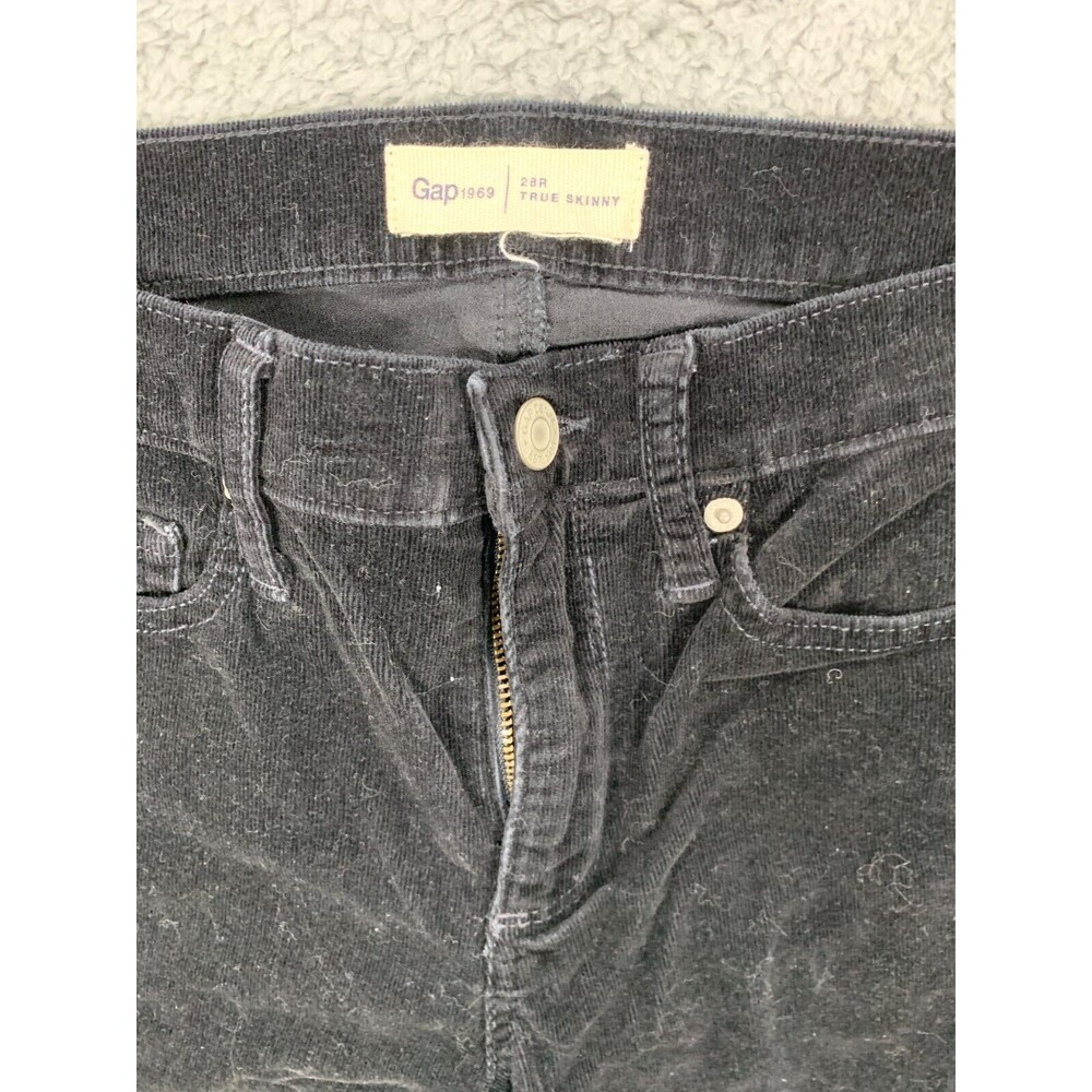 GAP 1969 28R True Skinny Black Denim Velour Jean Pants Stretch Skinny 2017 - Picture 2 of 14